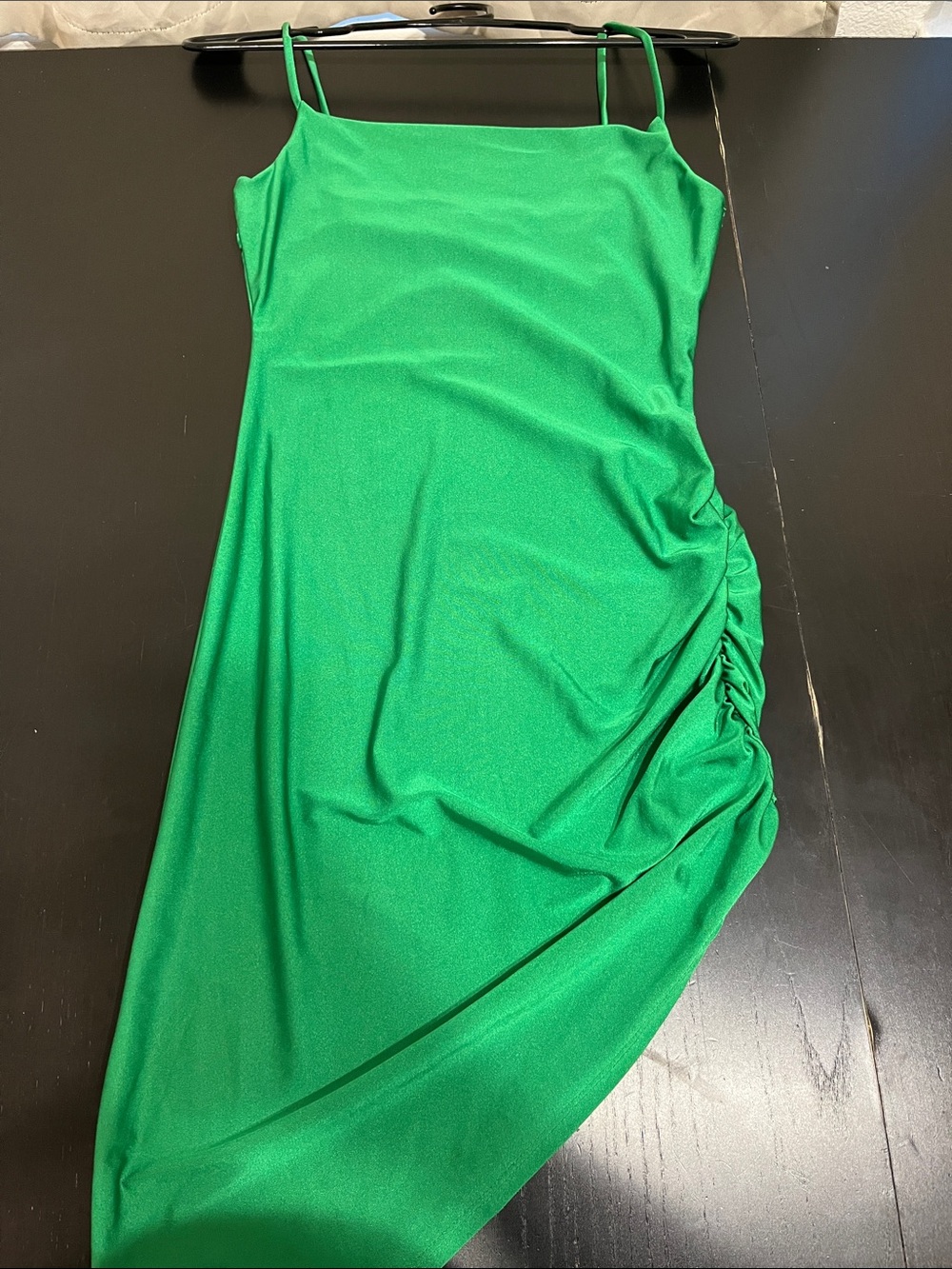 Papermoon Elegant Emerald Green Ruched Slip Dress size L